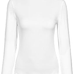 KLOTHO Womens Long Sleeve Mock Turtleneck Lightweight Pullover Slim Shirt Top White Small-image-50