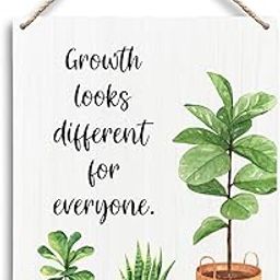 FUGWN Mental Health Plant Hanging Wooden Signs 8x10, Inspirational Wall Decor, Positive Quotes Wall Decor, Motivational Growth Looks Different for Everyone Home Office School Classroom Wall Decor-image-28