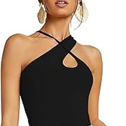 Women's Skin Criss Cross Front Ribbed Knit Korean Trendy Tank Western Tops for Women Stylish (T-Shirt 183)-picture-55