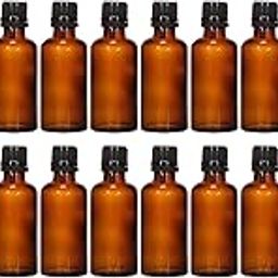 nsb herbals 50 ml Amber Round Empty Glass Bottle + Euro Dropper + Black Cap, Refillable, Reusable, Leak Proof for Essential Oils, Blends, DIY Perfumes & Face Oil (Pack of 24)-image-14