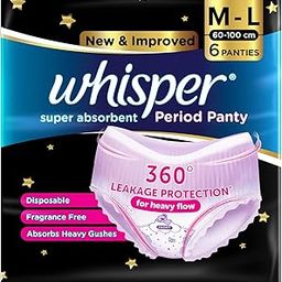 Whisper Super Absorbent Period Panty, 6 M-L Pants, 360 Degree Leakage Protection for Heavy Flow, Panty like Fit for Full back Coverage, Absorbs Heavy Gushes, Silky Soft, Comfortable Feel-image-71