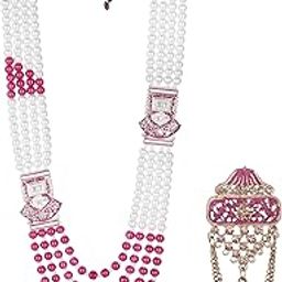 Pearl-Beaded Dulha Moti Mala Haar Necklace With Antique Brooch-image-7