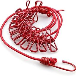 VINAME Fashion Cloth Drying Rope with Hooks - Elastic Hanging Rope for Travel, Home, and Outdoor Drying - Includes 12 Clips-Kapde Sukhane ki Rassi Wire - Multicolour (1)-picture-18