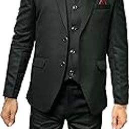 Black Formal Solid Single Breasted 3pc Suit for Men-image-61