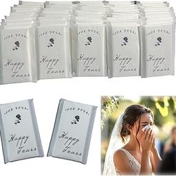 EverVow Happy Tears Wedding Tissues, 50 Pack, 3-Ply Individual Packets for Guests-image-72