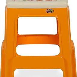 Nilkamal STL24F Strong and Durable Plastic Seating Stool for Home | Bedroom | Bathroom | Kitchen | Living Room | Office | Adult Stool with high Load Capacity (Daffodil YEL Base/Cream Top)-17