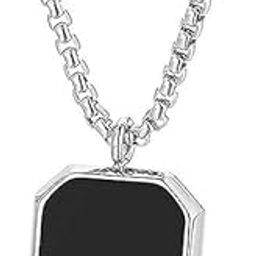 HASRAT Bazar Stylish Square Geometric Aesthetic Pendant for with Chain | Fashion Accessories for Men, Boys Pendant, Stainless Steel Neck Chain for Men | Valentine's Gifts for Him (Silver)-image-94