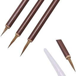 3Pc Artist Round Bamboo Handle Natural Fine Tip Soft Bristles Paint Brush Set for Calligraphy Oil Painting Watercolor Painting etc-image-88
