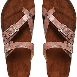 Synthetic Leather Comfortable Stylish with Open-Toe Casual Gajri Printed Flat Sandals for Women's-image-20