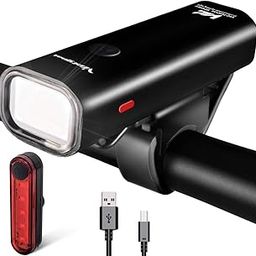 VICTGOAL USB Rechargeable Bicycle Light Set 400 Lumen Super Bright Headlight Front Light and Back Rear LED 4 Light Mode Road Cycling Safety Flashlight Runtime 4+ Hours (Black)-30