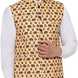 Men's Cotton Printed Nehru Jacket-image-73