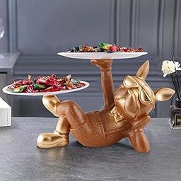SAMAKSHH TRADERS Decoration Dog Serving Tray with Handle, Dishes & Plate Holder for Kitchen,Bedroom,Office,Dinning Table Decorative Showpiece Item (Brown)-image-77