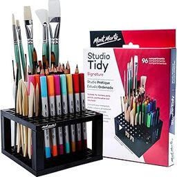 Mont Marte 96 Hole Plastic Pencil & Brush Holder for Paint Brushes, Pencils, Markers, Pens and Modeling Tools. Provides Excellent Art Studio Organization.-picture-31