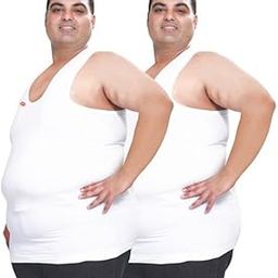 Mens 100% Cotton Plus Size White Vest-image-80