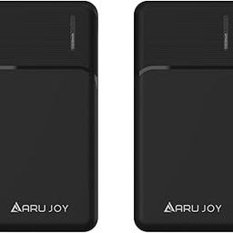 ARU JOY Joy JPB-104 10000mAh Power Bank | Dual USB Output | Fast Charging | Compact & Lightweight | LED Battery Indicator | Sleek Black Finish | Universal Compatibility | Pack 0f 2-0