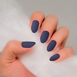 Bella Monza Women Artificial Nails Kit with Glue, 24 PCS of Stick on Nails, Matte Design (DarkBlue)-image-7