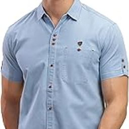 Men's Half Sleeve Smart Casual Denim Shirt | Jeans Shirt for Men-image-3