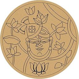 Craft360 Pre Marked MDF Base - Shree Nathji Round - Art and Craft Cutout Home DIY Work Shri Nath ji Cutout (30 x 30 cm)-12