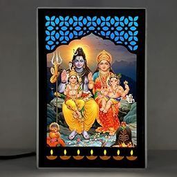 Regalo Casila REGALOCASILA Lord Shiva Family Photo With Light For Pooja Room God Photo | LED Jali Mandir | Gifts For Any Occasion Table Decor| Size: 6 x 9 Inches 7DGLF217-image-52