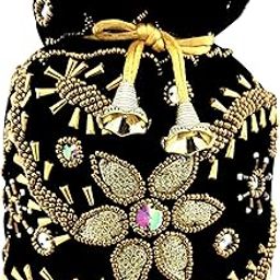 Lookingfab Presents Designer Rajasthani Style Silk Potli Velvet with Bridal Purse with Gota Patti Pottly Purse Women handbag Handicrafts Handmade Decorative Pure Silk Jaipuri Resham Potlis-image-48