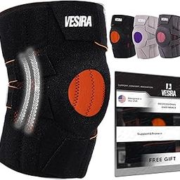 VESIRA Knee brace for women and men, knee braces for pain relief compression sleeve. Patellar tendon support strap, rodilleras para dolor de rodillas, joint support whit side stabilizer. Running Gear-image-44