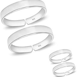 (Formerly MJ Combo of 1 Pair Thumb & 2 Pair Finger Size Silver Toe Rings in Pure 92.5 Sterling Silver for Women (2 Pairs) (1 Pair Thumb & 1 Pair Finger Toe Ring)-22