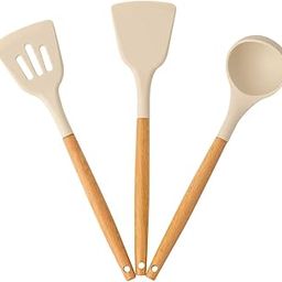 Carrot Silicone Spatula Set for Kitchen Ideal for Non-Stick Cooking Pans Spatulas with Wooden Handle Spatula Turner Serving Cooking Spoon Spatula Combs for Omelet Egg Dosa chapati (Cream)-picture-19