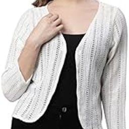Women Cotton Graphical Lace Cover Up Shrug Cardigan UNBZZ-SG-656-WHTCTMKRG-image-12