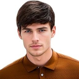 D-DIVINE Mens Brown Wig Short Layer Wavy Wigs for Men Natural Synthetic Hair Wig for Man Men Guy Cosplay Anime Party Costume Anime-image-68