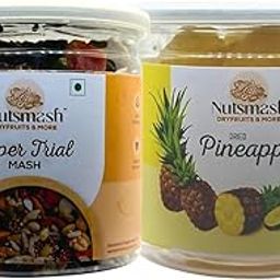 Nutsmash Healthy Dehydrated Fruits Combo of Super Trail Snack Mix 200G and Pineapple-200G-image-90