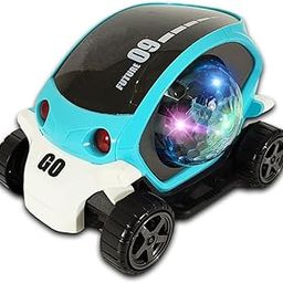 Gooyo GY149A Battery Operated Stunt Car Toy with Music & 4D Vibrant Light Effects | 360° Rotating Bump & Go Action Car Toy for Kids| Blue Color, Power Source: 3xAA Battery (Not Included)-image-74