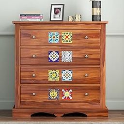 PIYUSH HANDICRAFT Sheesham Wood Chest of 4 Drawers Wooden Sideboard Storage Cabinet for Living Room, Bedroom Home (Honey Finish)-image-21
