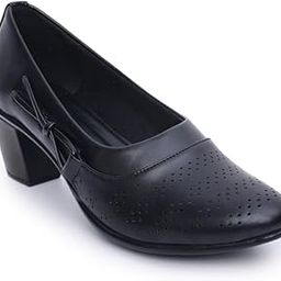 Women Round Toe Block Heel Pumps-8
