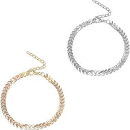 Jewellery Combo of 2 Silver & Gold Tone Delicate Leaf Chain Fashion Anklet For Women & Girls Stylish Latest (AYJ20ASN11_CC1)-image-98