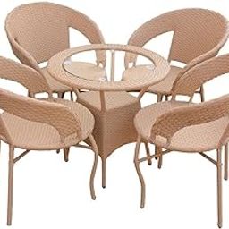 OMANSH 4+1 Outdoor Indoor Patio Furniture Sets Rattan Chair Patio Set Wicker Conversation Set Poolside Lawn Chairs Swing Area Balcony Outdoor Garden Furniture (Honey)-image-97