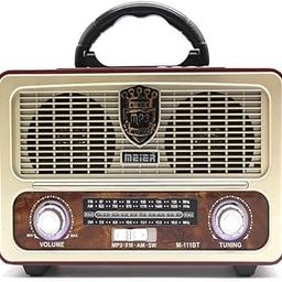 MEIER M-111BT Portable Antique Radio Nostalgic Wooden Retro FM Radio With AM | FM | SW Band Frequency, USB | SD | TF Card Slot, AUX and Bluetooth Remote Modern Feature Vintage Radio (White)-28