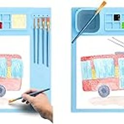 HASTHIP® 2 Pcs 50x40cm Silicone Craft Mat for Kids & Adults, Non-Stick Multipurpose Art Sheet with 14 Color Mixing Grids, Magnetic Cleaning Cup, Foldable & Portable for Painting, Resin, Clay-18