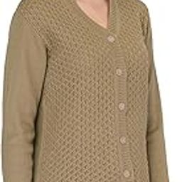 Women's Woolen V-Neck Self Design Cardigan - Heavy Daffodil Fabric, Winter Wear, Pure Wool, Free Size Long Cotty Fully Warm (Large, Dark Brown)-image-78