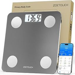Bathroom Privacy Scale, ZOETOUCH Bluetooth Digital Scale for Body Weight and Fat, Accurate Weighing Machine for BMI, Muscle Mass, Water with Smart App, Discreet Display for Gym, Home, 400lb Capacity-4