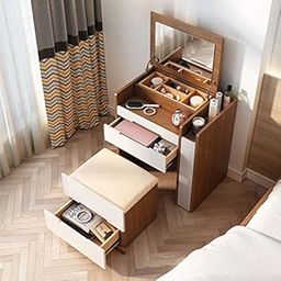 NG Decor Modern Dressing Table with Mirror Multifunctional Makeup Vanity Set Drawers & Stool Included-26