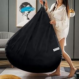 LEXAVI Brand - 3XL Luxury Bean Bag Without Beans Fillers (Only Cover) | Original Faux Leatherette Beanbag with Ultra Soft Comfort & Single Seating – (XXXL - Black)-picture-22