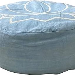 KANYOGA Cotton Buckwheat Hulls Filled Multipurpose Yoga & Meditation Zafu Cushion (42 D X 14 H Cm), Light Blue-image-55