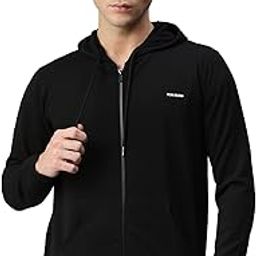 Men Black Solid Zipped Hoodie-image-54
