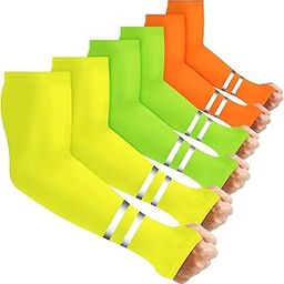 YLOLUL 6 Pairs UV Sun Protection Cooling Arm Sleeves with Thumb Holes Cooling Compression Arm Sleeves for Outdoors-image-29