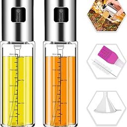 NORBASE Olive Oil Sprayer,2Pack Oil Dispenser Mister For Cook Refillable Oil And Vinegar Dispenser Glass Bottle With Measurements For Bbq Baking Roasting Frying Oil Control Diet 100Ml With Brush Funne-image-12