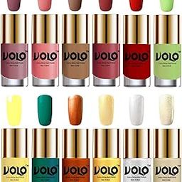 Volo Luxury Super Shine Nail Polish Set of 12 Vibrant Shades (Nudes Spring, Candy Cotton, Dark Nude, Tan, Reddish Orange, Parrot Green, Yellow, Radium Green, Red Gold, Golden)-image-99