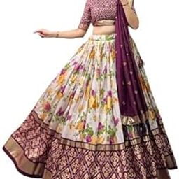 Women's Tussar Silk With Leheriya And Foil Print Readymade Lehenga Choli Set (Wine)-picture-17