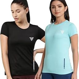 Women's Slim Fit Round Neck Sports T-Shirts | Lightweight, Stretchable & Quick Dry Fit Activewear | Sweat-Wicking Gym, Running, Workout & Casual Wear Tee (Pack of 2)-image-11