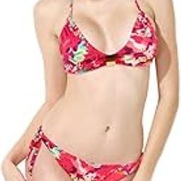 Women Girls Ladies Elastic Adjustable Halter Straps Floral Bikini Swimsuit Swimwear M Red-image-82