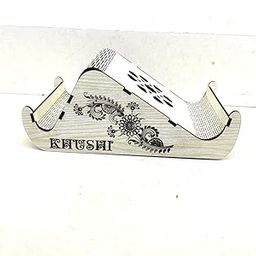 MeeCraft Personalized Wooden Phone Stand, Mobile and Calculator Holder, Table Decor, 18x12x8 cm, White-image-11